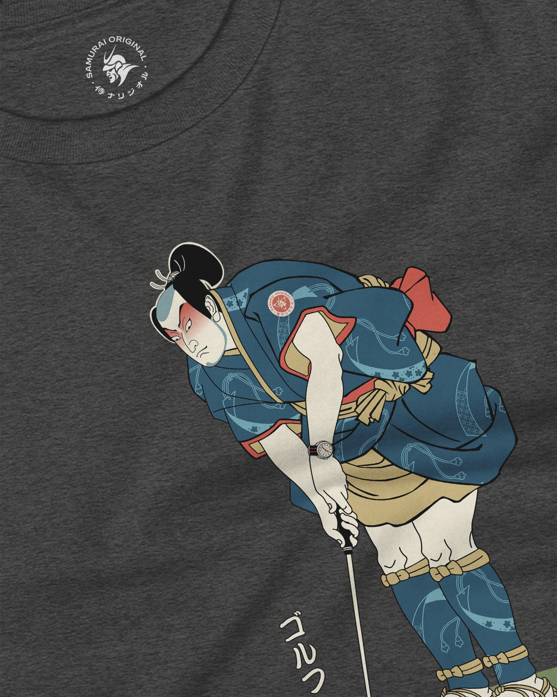 Samurai Golf Player Ukiyo-e 2 Unisex Long Sleeve Tee - Samurai Original