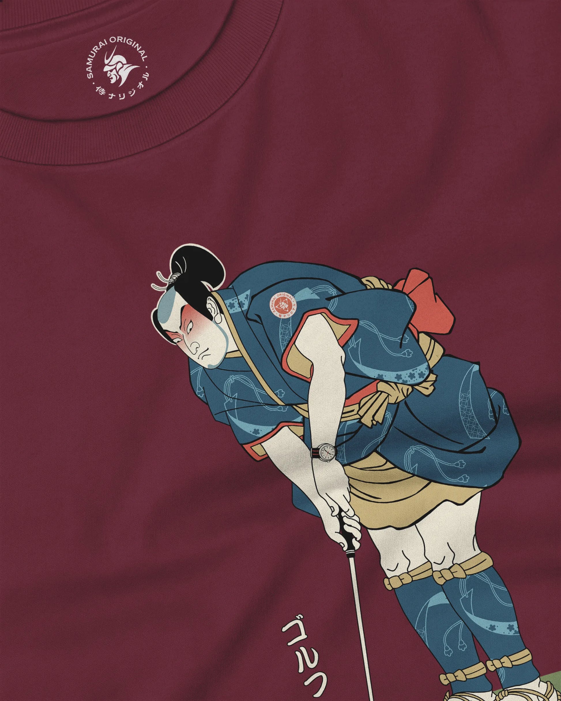 Samurai Golf Player Ukiyo-e 2 Unisex Long Sleeve Tee - Samurai Original