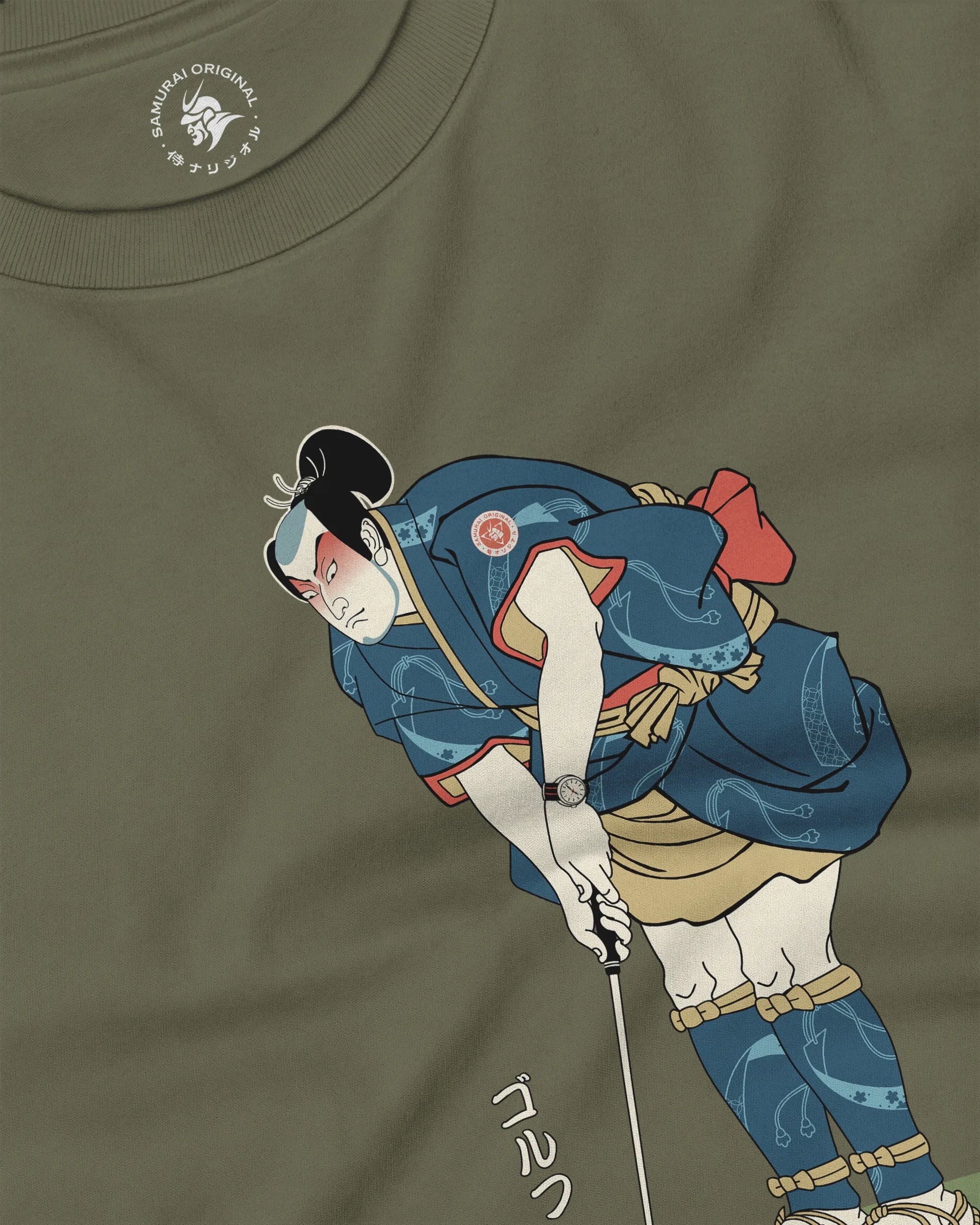Samurai Golf Player Ukiyo-e 2 Unisex Long Sleeve Tee - Samurai Original