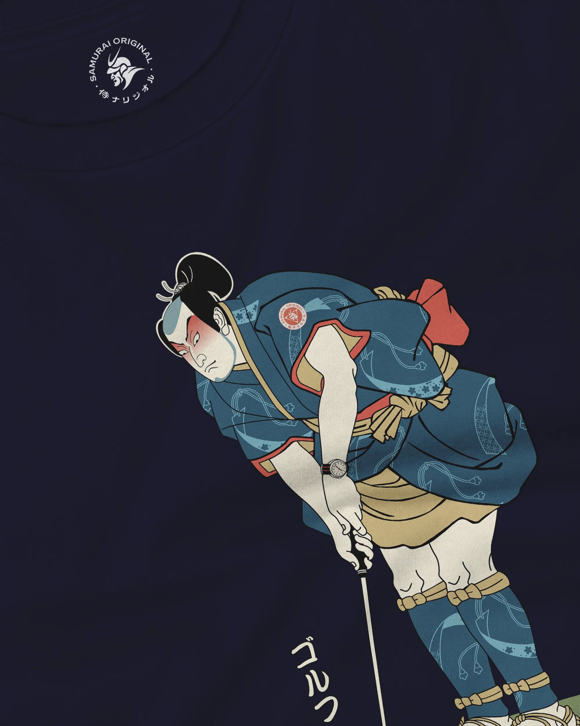 Samurai Golf Player Ukiyo-e 2 Unisex Long Sleeve Tee - Samurai Original