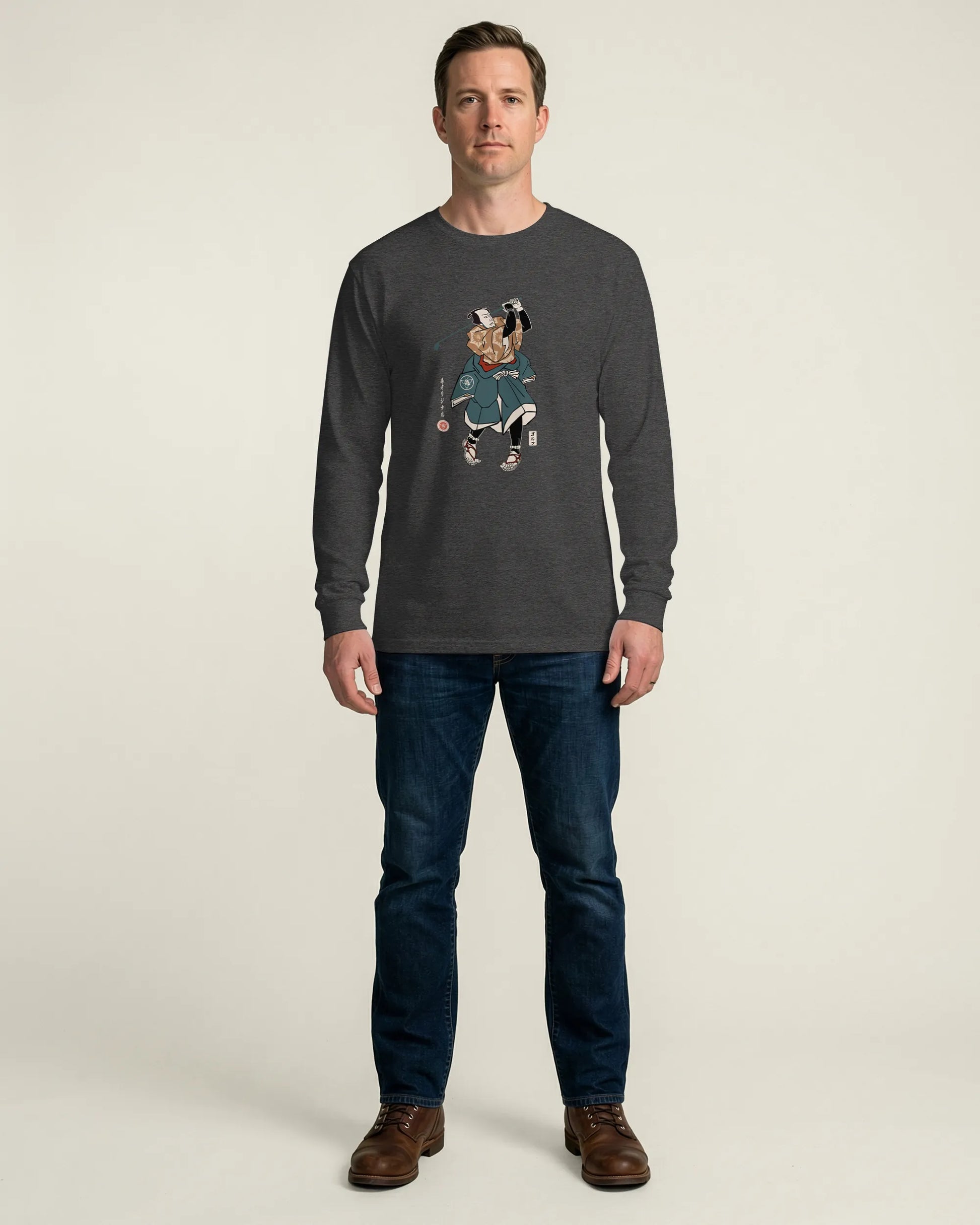 Samurai Golf Player Ukiyo-e Unisex Long Sleeve Tee - Samurai Original
