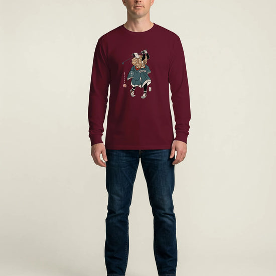 Samurai Golf Player Ukiyo-e Unisex Long Sleeve Tee - Samurai Original