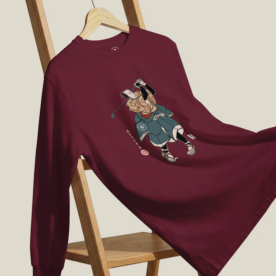 Samurai Golf Player Ukiyo-e Unisex Long Sleeve Tee - Samurai Original