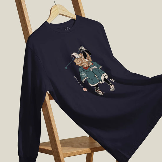 Samurai Golf Player Ukiyo-e Unisex Long Sleeve Tee - Samurai Original