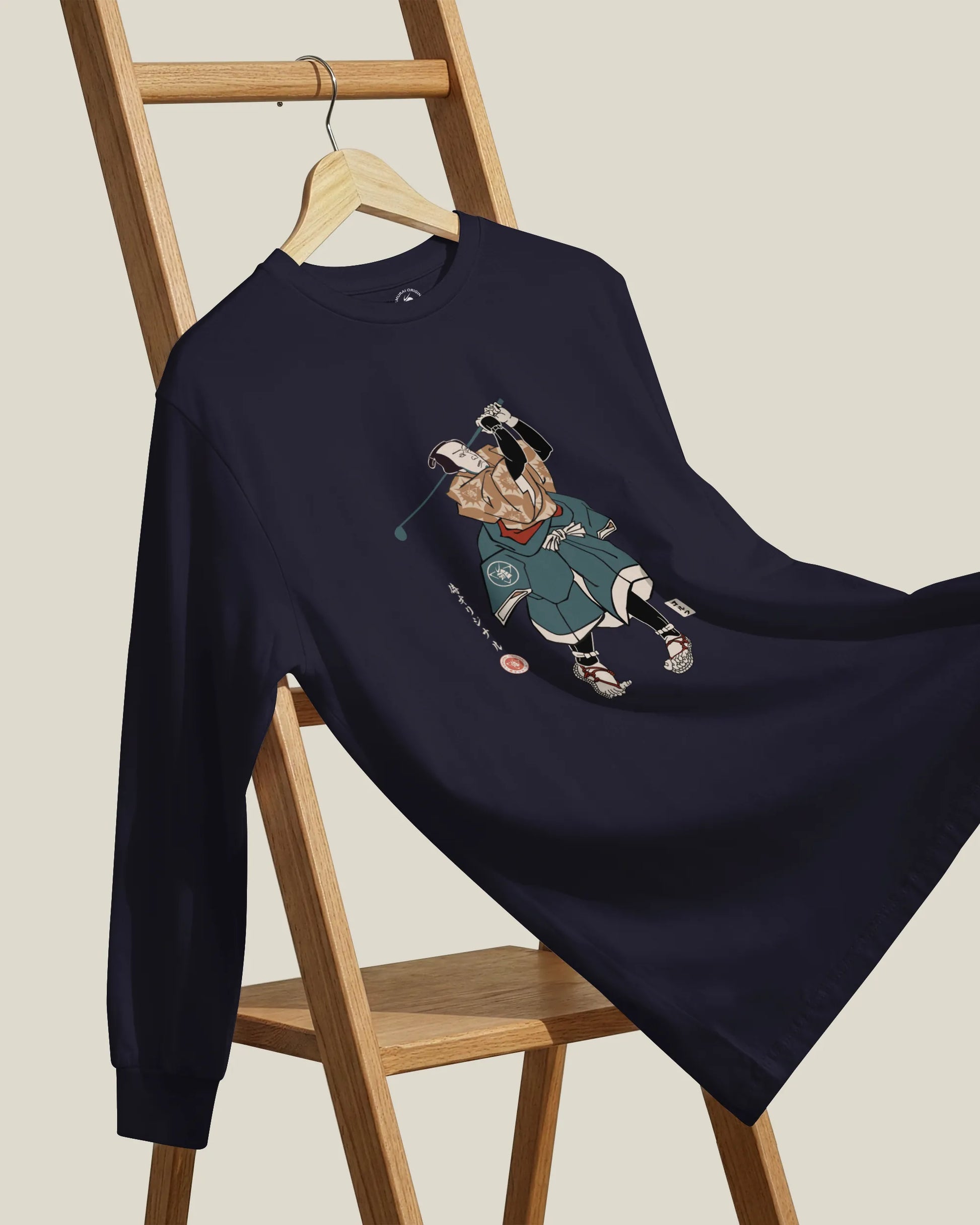 Samurai Golf Player Ukiyo-e Unisex Long Sleeve Tee - Samurai Original