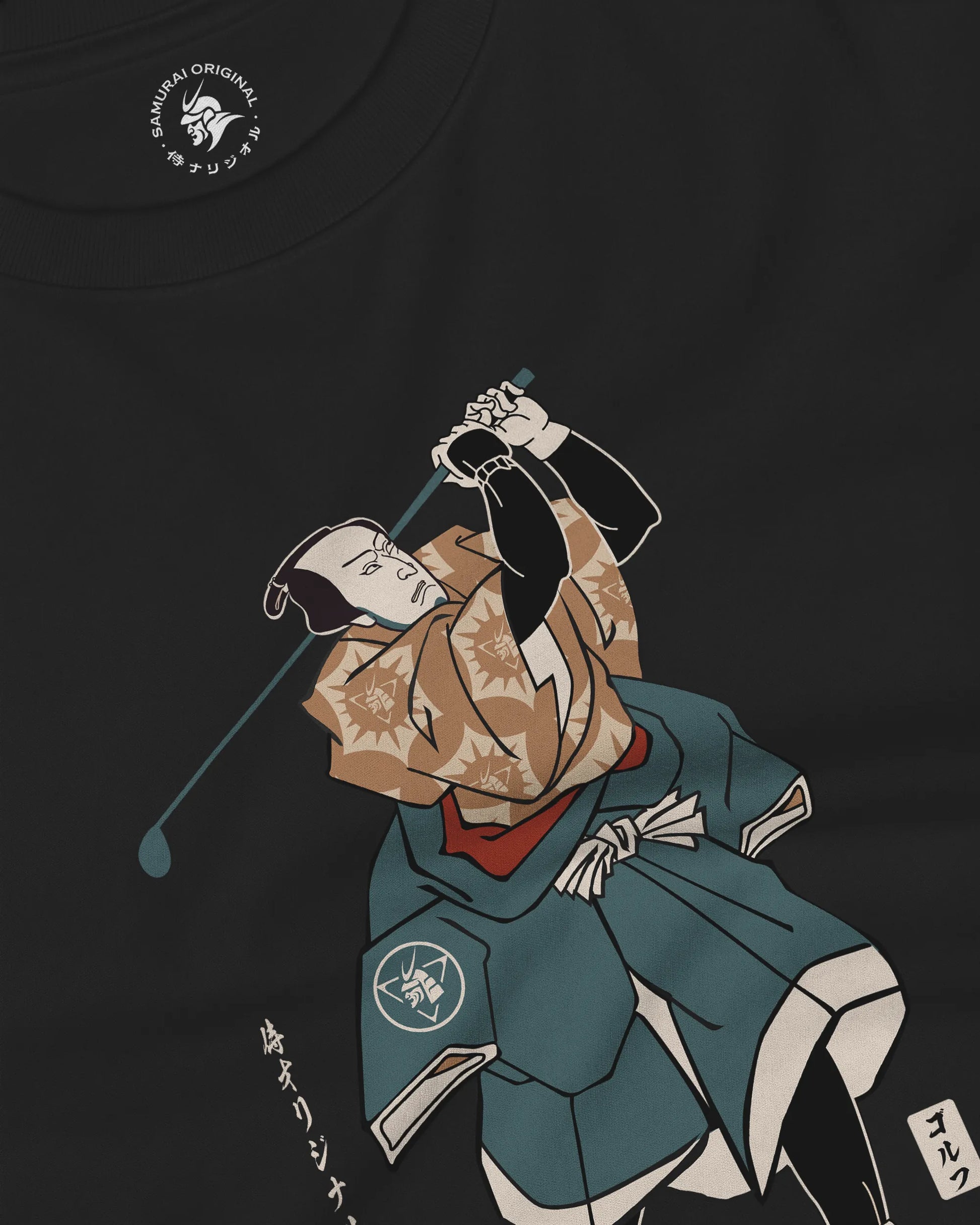 Samurai Golf Player Ukiyo-e Unisex Long Sleeve Tee - Samurai Original