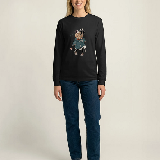 Samurai Golf Player Ukiyo-e Unisex Long Sleeve Tee - Samurai Original