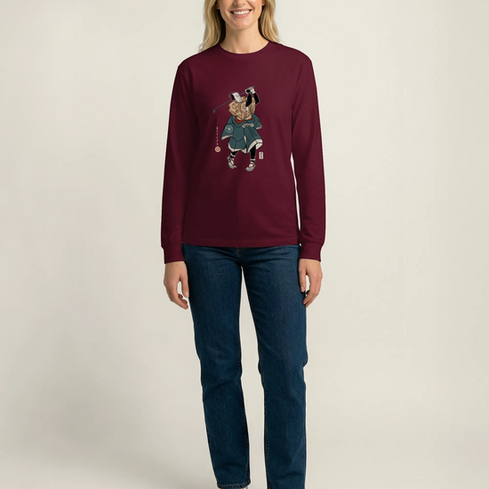 Samurai Golf Player Ukiyo-e Unisex Long Sleeve Tee - Samurai Original