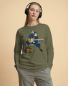 Samurai Guitar Electric Japanese Ukiyo-e Unisex Long Sleeve Tee No.2