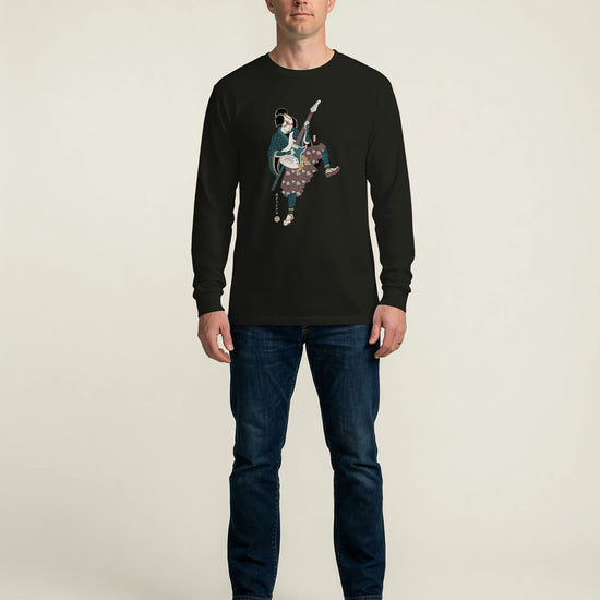 Samurai Guitar Player Music Ukiyo-e Unisex Long Sleeve Tee - Samurai Original