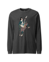Samurai Guitar Player Music Ukiyo-e Unisex Long Sleeve Tee Dark Grey Heather - Samurai Original