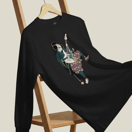 Samurai Guitar Player Music Ukiyo-e Unisex Long Sleeve Tee - Samurai Original
