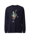 Samurai Guitar Player Music Ukiyo-e Unisex Long Sleeve Tee Navy - Samurai Original