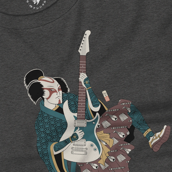 Samurai Guitar Player Music Ukiyo-e Unisex Long Sleeve Tee - Samurai Original