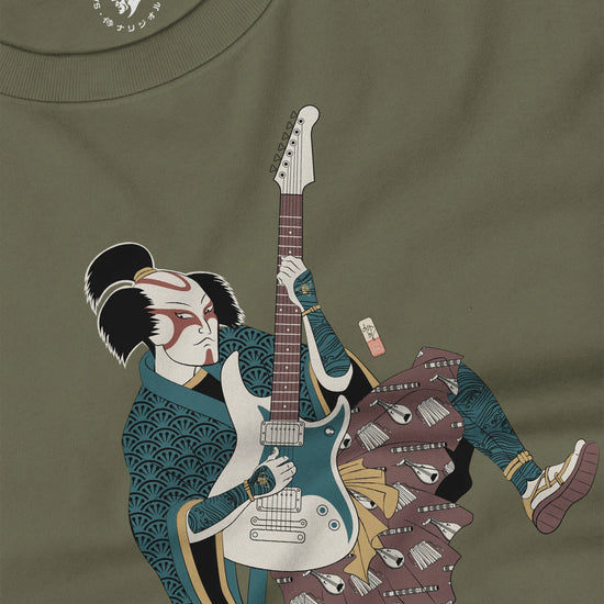 Samurai Guitar Player Music Ukiyo-e Unisex Long Sleeve Tee - Samurai Original