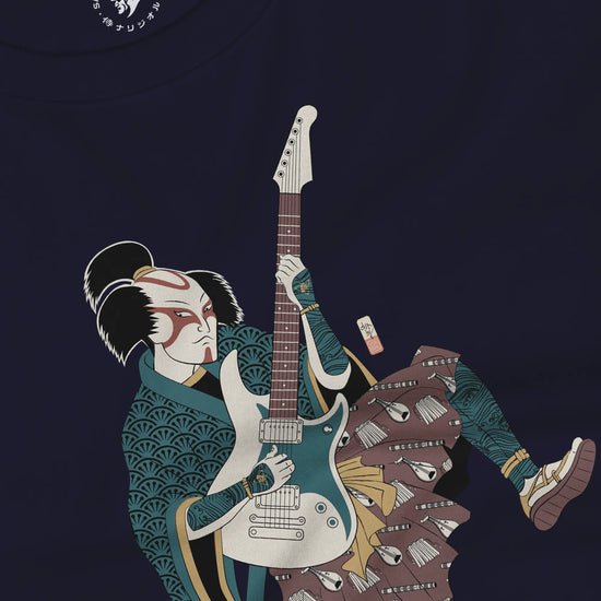 Samurai Guitar Player Music Ukiyo-e Unisex Long Sleeve Tee - Samurai Original