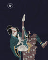 Samurai Guitar Player Music Ukiyo-e Unisex Long Sleeve Tee - Samurai Original