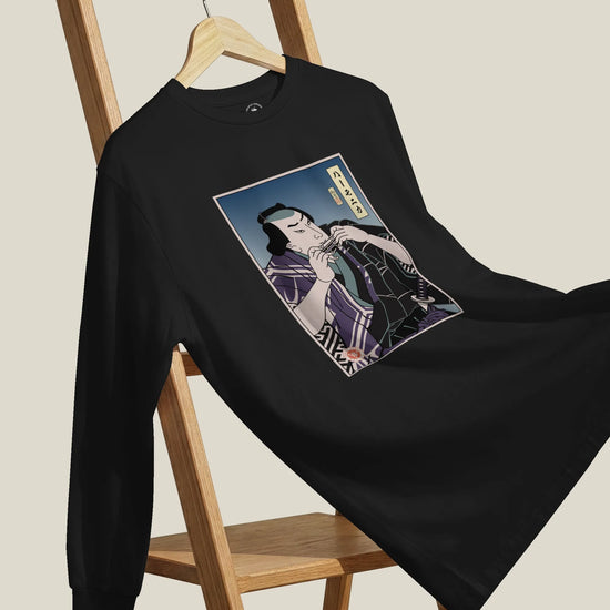 Samurai Harmonica Player Music Ukiyo-e Unisex Long Sleeve Tee - Samurai Original