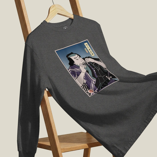 Samurai Harmonica Player Music Ukiyo-e Unisex Long Sleeve Tee - Samurai Original