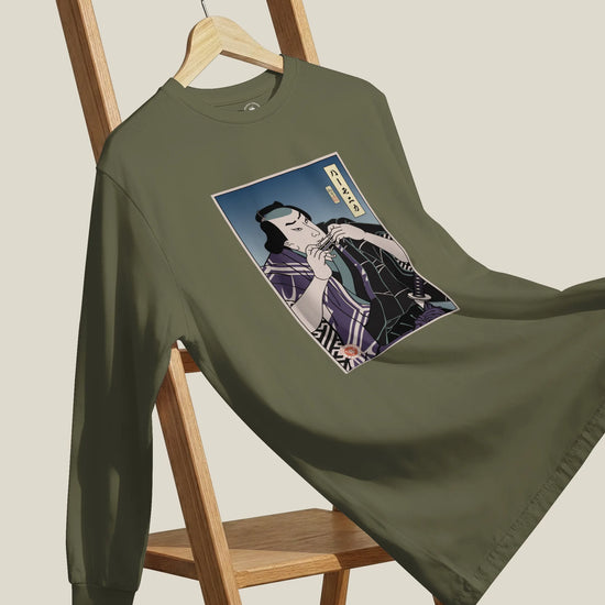 Samurai Harmonica Player Music Ukiyo-e Unisex Long Sleeve Tee - Samurai Original