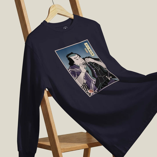 Samurai Harmonica Player Music Ukiyo-e Unisex Long Sleeve Tee - Samurai Original