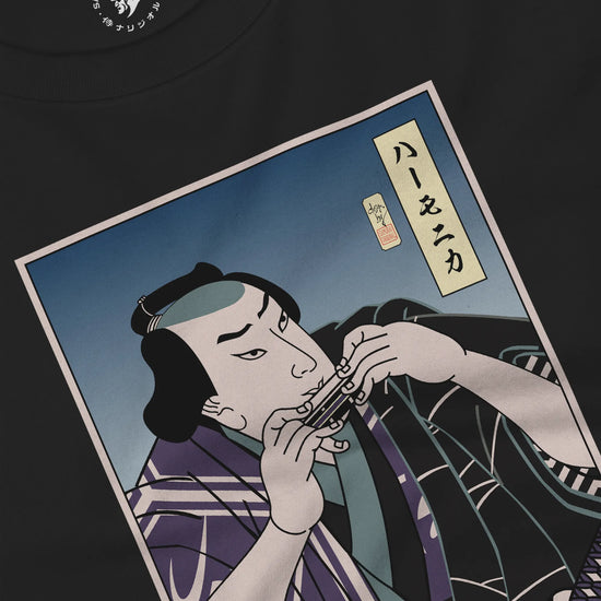 Samurai Harmonica Player Music Ukiyo-e Unisex Long Sleeve Tee - Samurai Original