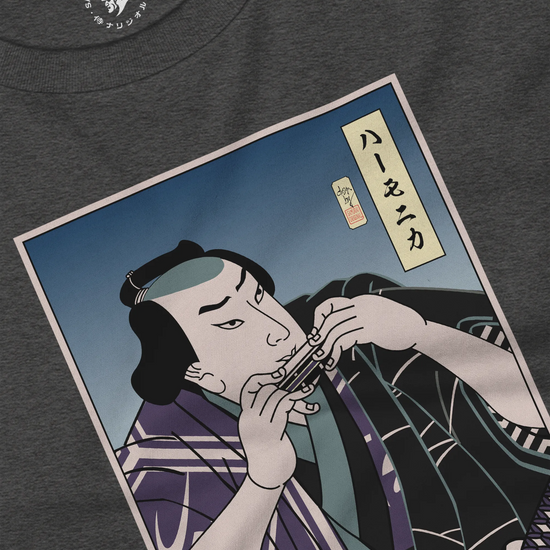 Samurai Harmonica Player Music Ukiyo-e Unisex Long Sleeve Tee - Samurai Original