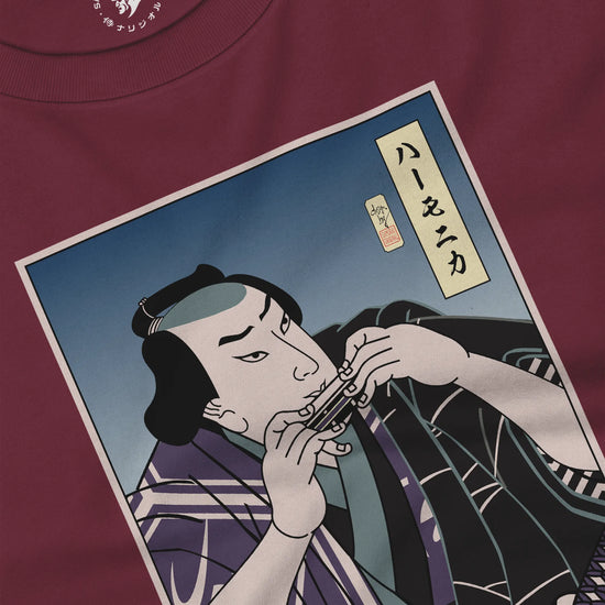 Samurai Harmonica Player Music Ukiyo-e Unisex Long Sleeve Tee - Samurai Original