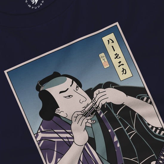 Samurai Harmonica Player Music Ukiyo-e Unisex Long Sleeve Tee - Samurai Original