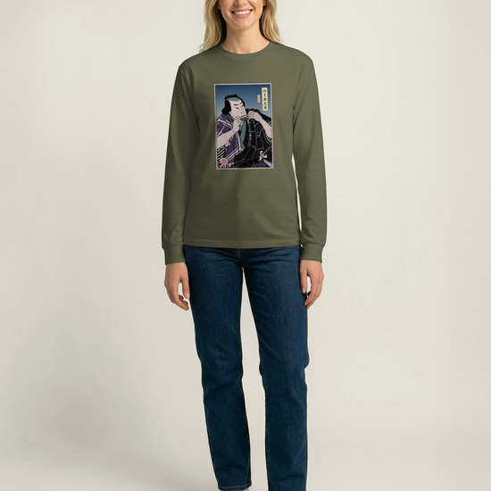 Samurai Harmonica Player Music Ukiyo-e Unisex Long Sleeve Tee - Samurai Original