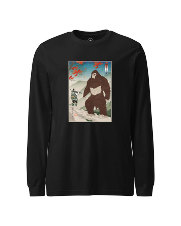 Samurai Hunts Sasquatch Japanese Ukiyo-e Unisex Long Sleeve Tee