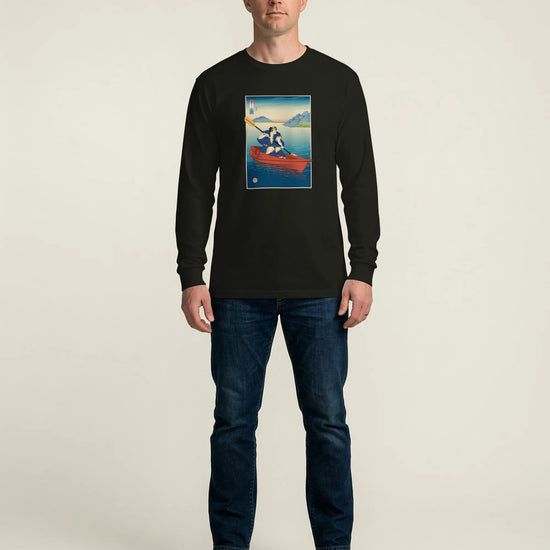 Samurai Kayaking Ukiyo-e Unisex Long Sleeve Tee - Samurai Original