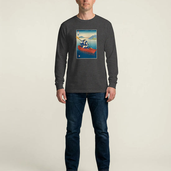 Samurai Kayaking Ukiyo-e Unisex Long Sleeve Tee - Samurai Original