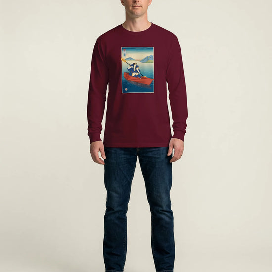 Samurai Kayaking Ukiyo-e Unisex Long Sleeve Tee - Samurai Original