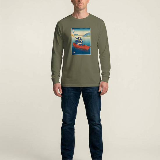 Samurai Kayaking Ukiyo-e Unisex Long Sleeve Tee - Samurai Original