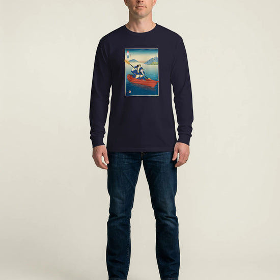 Samurai Kayaking Ukiyo-e Unisex Long Sleeve Tee - Samurai Original