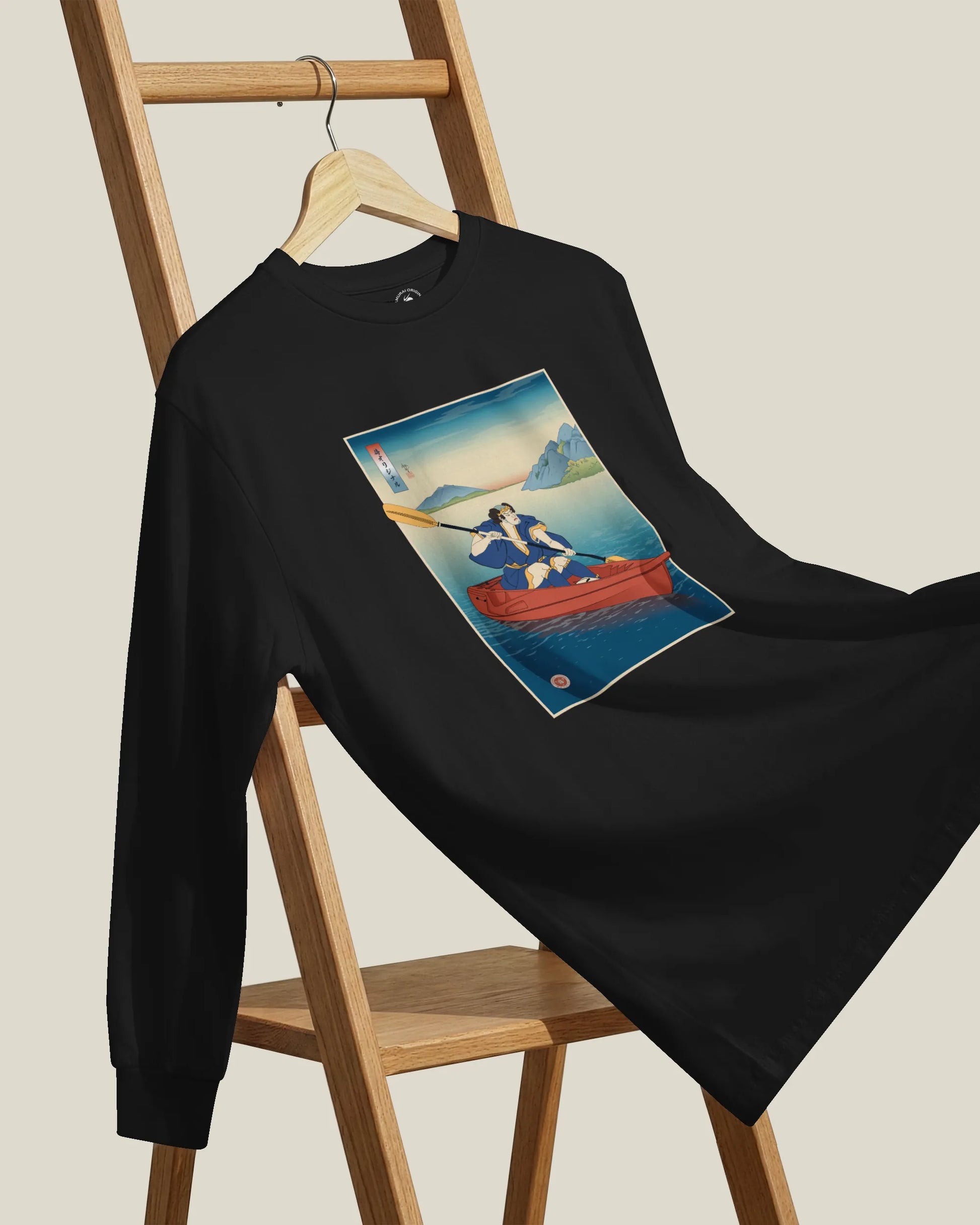 Samurai Kayaking Ukiyo-e Unisex Long Sleeve Tee - Samurai Original