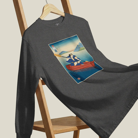 Samurai Kayaking Ukiyo-e Unisex Long Sleeve Tee - Samurai Original