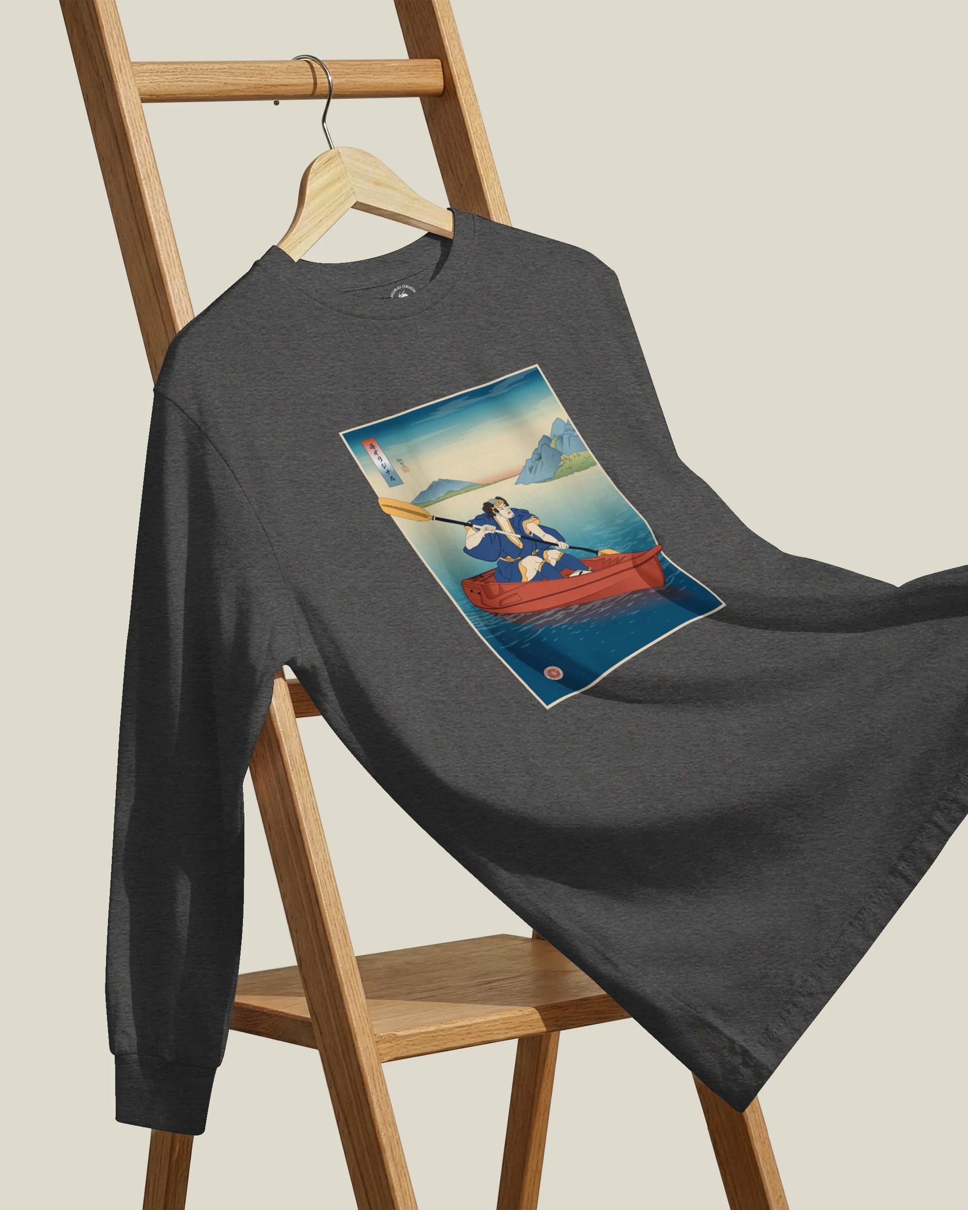 Samurai Kayaking Ukiyo-e Unisex Long Sleeve Tee - Samurai Original