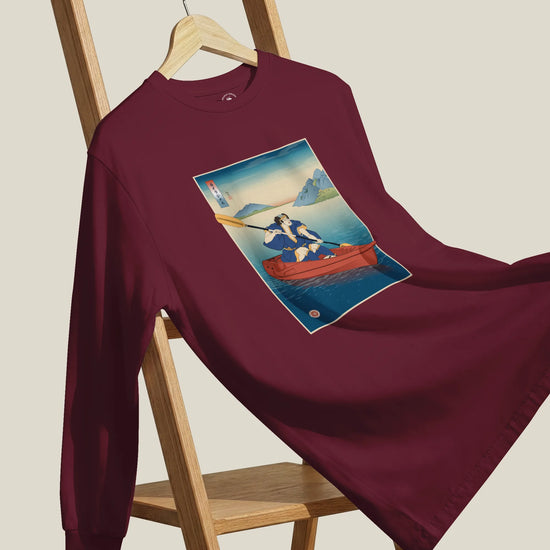Samurai Kayaking Ukiyo-e Unisex Long Sleeve Tee - Samurai Original