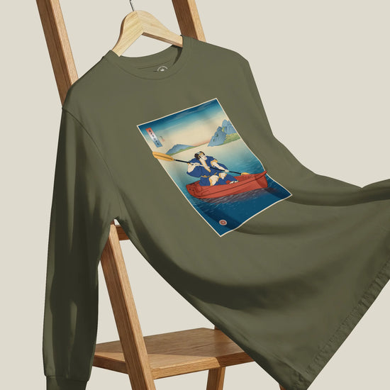 Samurai Kayaking Ukiyo-e Unisex Long Sleeve Tee - Samurai Original