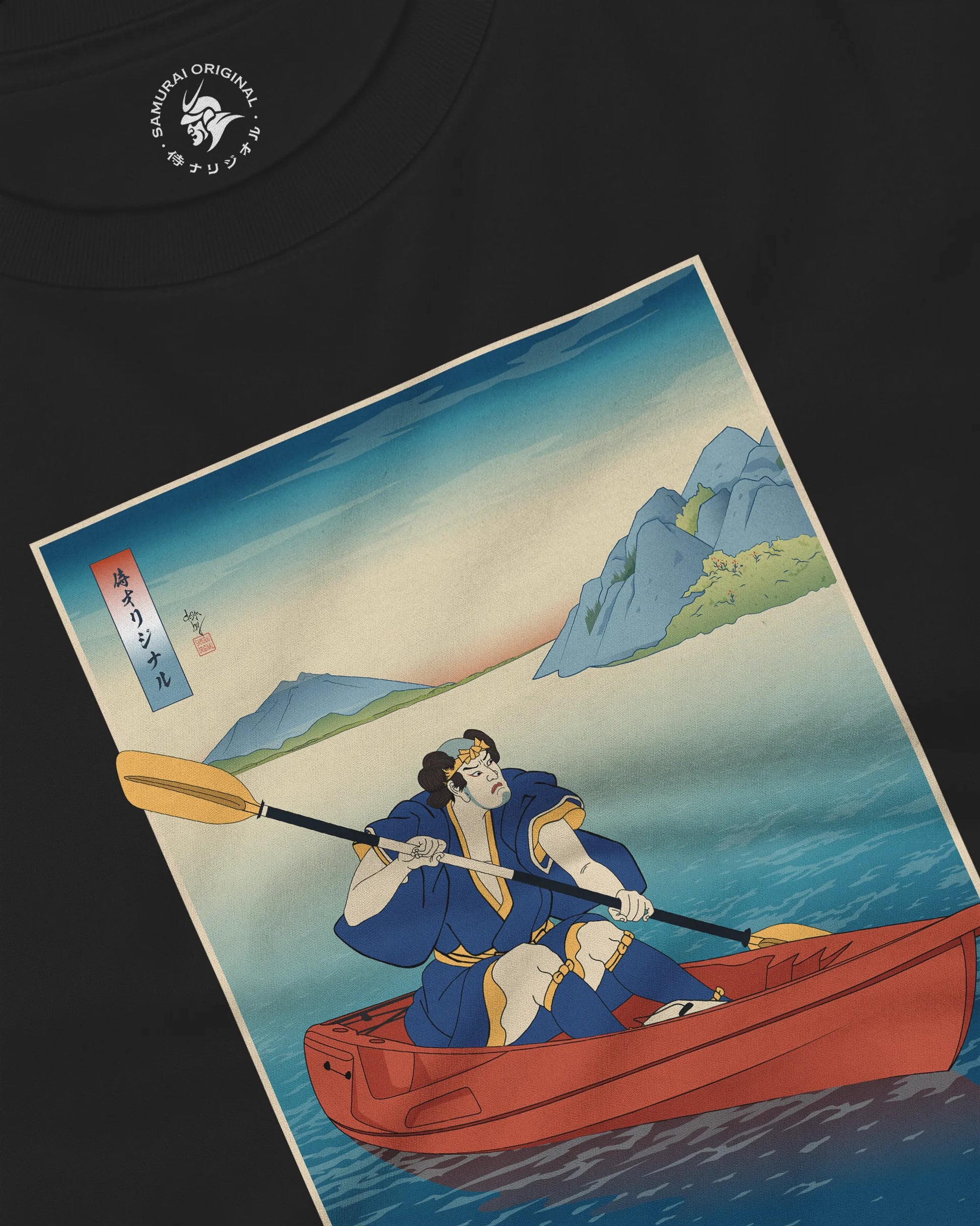 Samurai Kayaking Ukiyo-e Unisex Long Sleeve Tee - Samurai Original