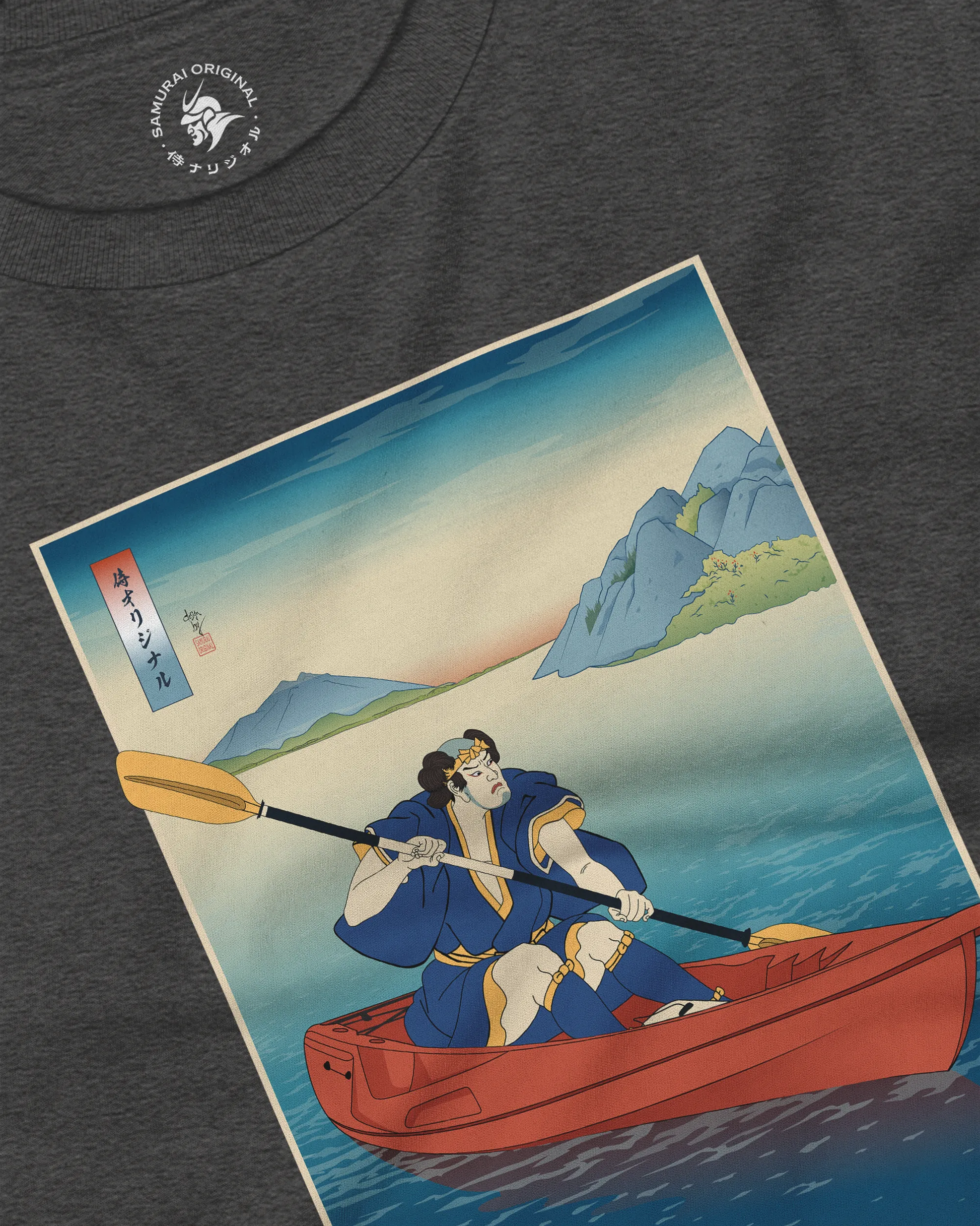 Samurai Kayaking Ukiyo-e Unisex Long Sleeve Tee - Samurai Original