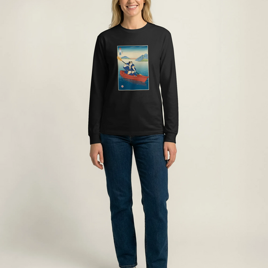 Samurai Kayaking Ukiyo-e Unisex Long Sleeve Tee - Samurai Original