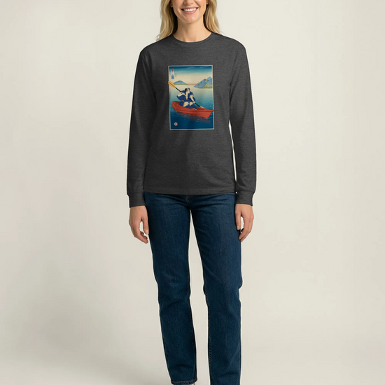 Samurai Kayaking Ukiyo-e Unisex Long Sleeve Tee - Samurai Original