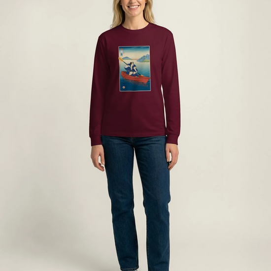Samurai Kayaking Ukiyo-e Unisex Long Sleeve Tee - Samurai Original