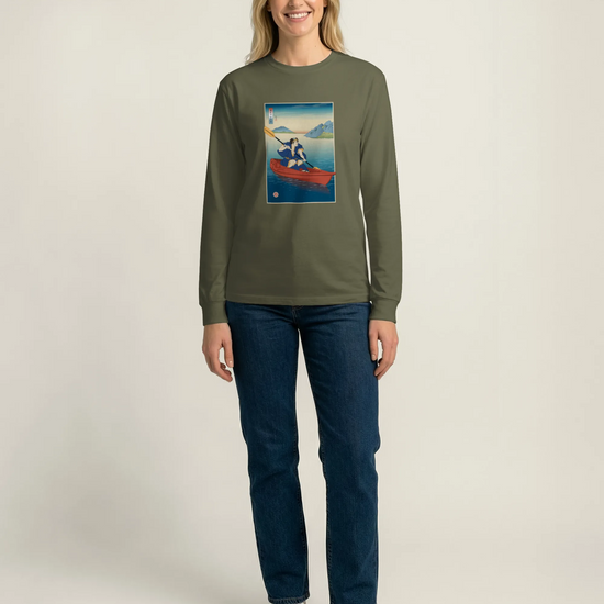 Samurai Kayaking Ukiyo-e Unisex Long Sleeve Tee - Samurai Original