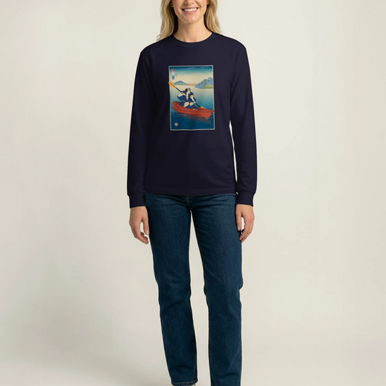 Samurai Kayaking Ukiyo-e Unisex Long Sleeve Tee - Samurai Original