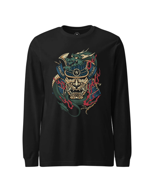 Samurai Mask & Dragon Demon Unisex Long Sleeve Tee