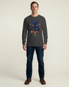 Samurai Mask with Fiery Eyes Ukiyo-e Unisex Long Sleeve Tee - Samurai Original